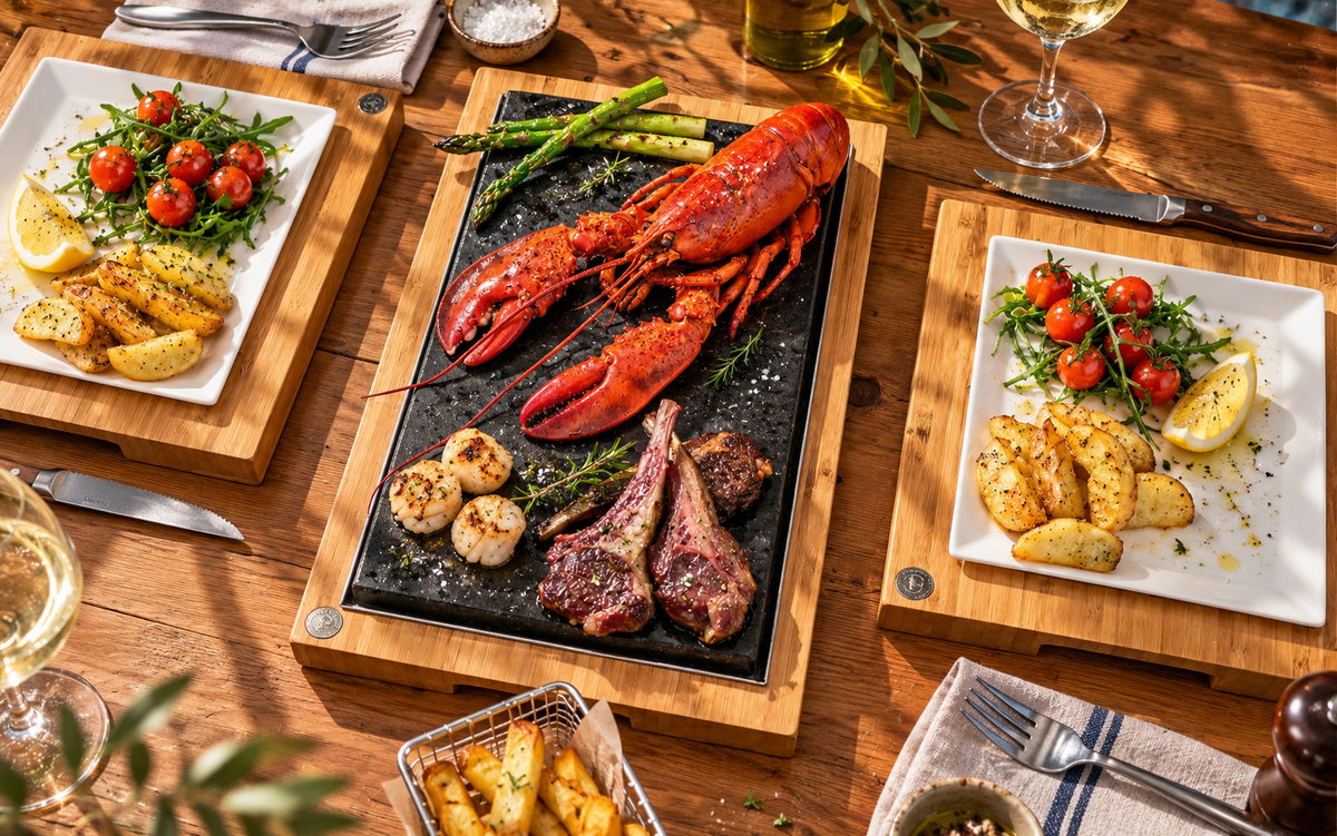 Sets de platos para compartir y servidores de bistec