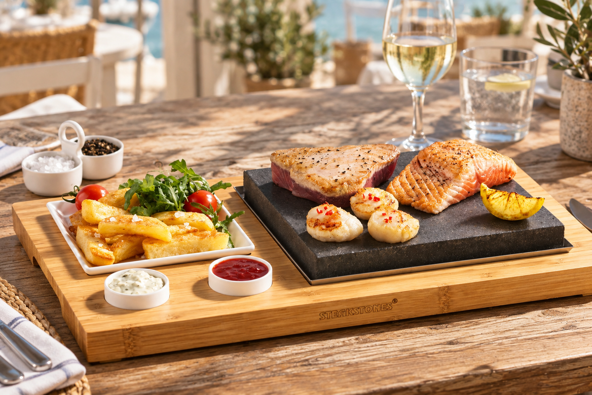 Zestaw do steków SteakStones z kamienną płytą i sosami